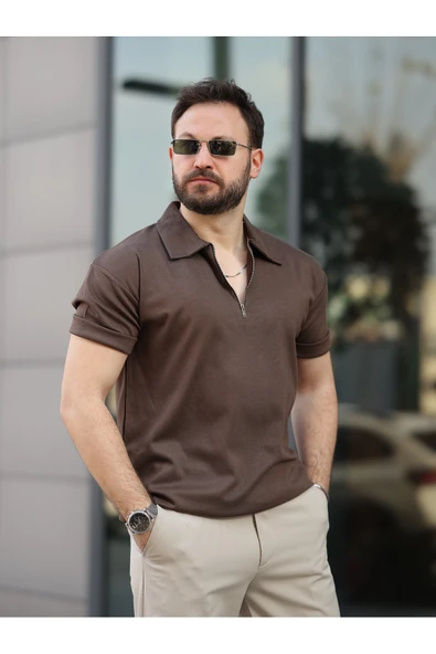 Oversize Bol Kalıp Fermuarlı Polo Yaka Tshirt