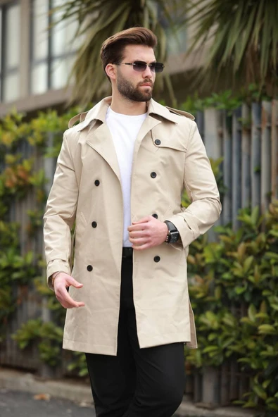 ERKEK PREMİUM APOLETLİ DERİ TRENÇKOT & PARDESÜ - 9