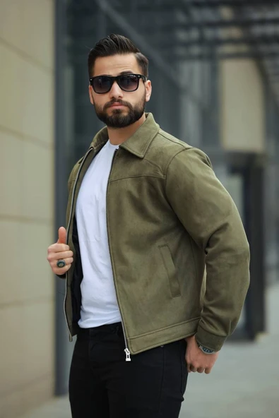 Basic Old Money Polo Yaka Astarlı Süet Ceket - 2