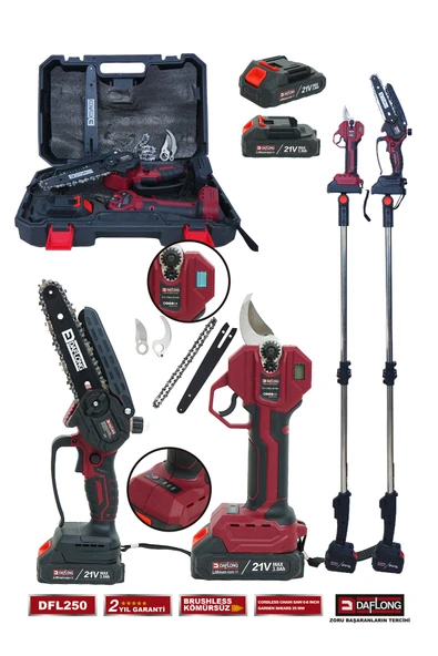 DAFLONG PROFESYONEL 2'Lİ SET TELESKOPİK UZATMALI DİJİTAL MAKAJ+YAĞLAMALI BUDAMA DFL-250 - Resim 2