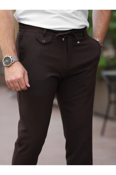 Ütü Gerektirmeyen Slim Fit Gofre Jogger - 7