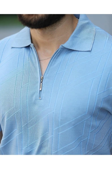 Fermuarlı Triko Tshirt - 7