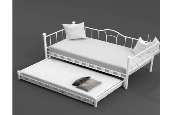 ARGİMO Kamelya Yavrulu Daybed Sedir Karyola Beyaz 90x190cm - 5