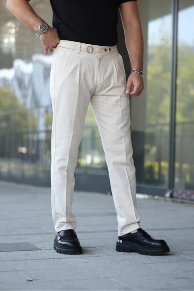 Tasarım İtalyan Model Keten Pantolon - 8