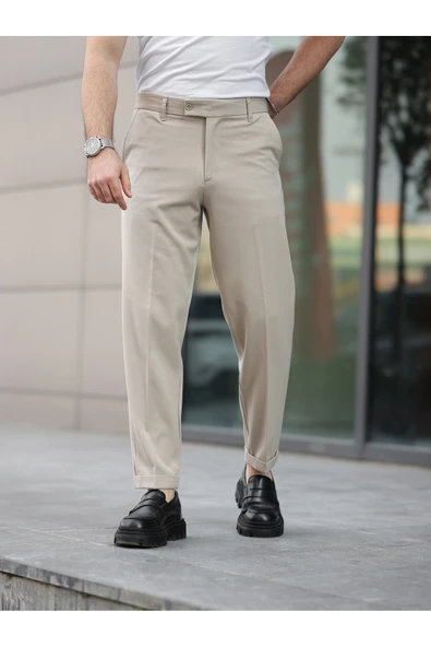 ERKEK PREMİUM DUBLE PAÇA BEL DESTEKLİ KUMAŞ PANTOLON - 4