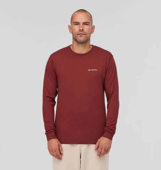 Columbia Csc M Basic Sm Logo Ls Tee Bordo Erkek Outdoor Tshirt CS0354 ürün görseli 1