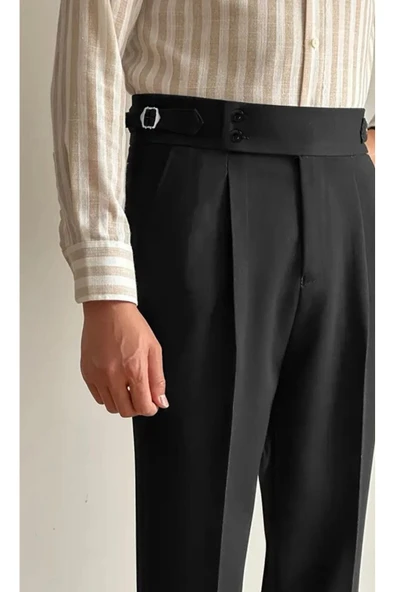 Yeni Sezon Premium Pileli Basic Likralı Duble Paça Kumaş Pantolon - 5