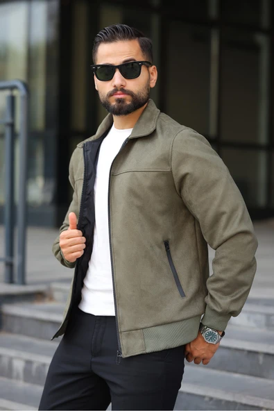 ERKEK POLO YAKALI MEVSİMLİK ASTARLI SÜET CEKET - 9