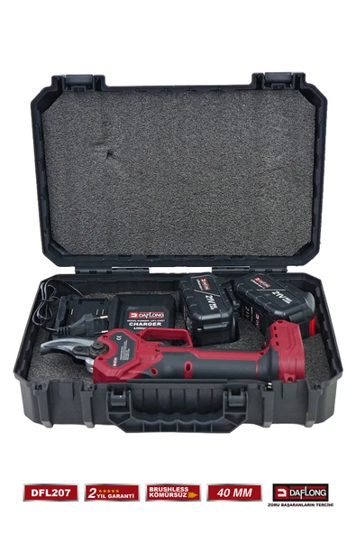 DAFLONG 10 PİLLİ KIZAKLI 2.1M UZATMA KOLLU BAKIR SARGI YEDEK BIÇAKLI 40MM DİJİTAL BAĞ MAKASI DFL-207 - Resim 3