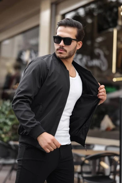 UNİSEX OVERSİZE KOL DETAY ASTARLI  KOLEJ CEKET - 3