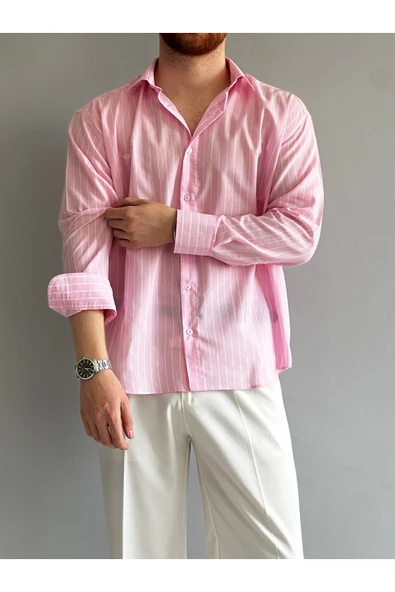 Old Money Rahat Kalıp Çizgili Gömlek - 8