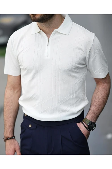 Fermuarlı Triko Tshirt - 3