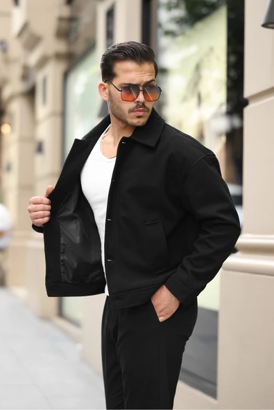 Premium Oversize Düğmeli Kaşe Ceket