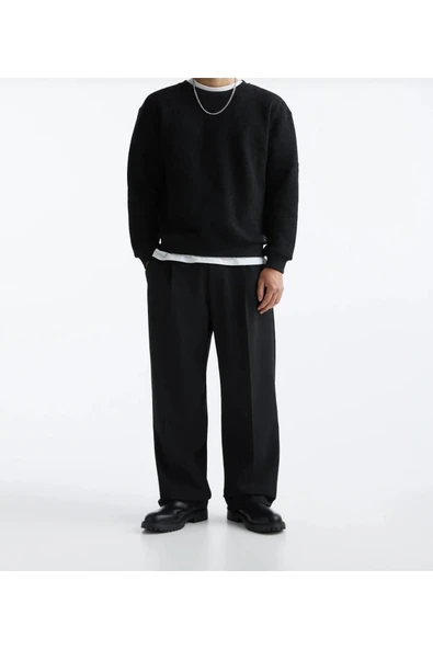 Basic Geniş Kalıp Kumaş Pantolon - 2
