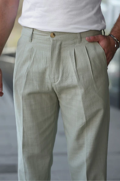 Yeni Sezon Baggy Keten Pantolon - 11
