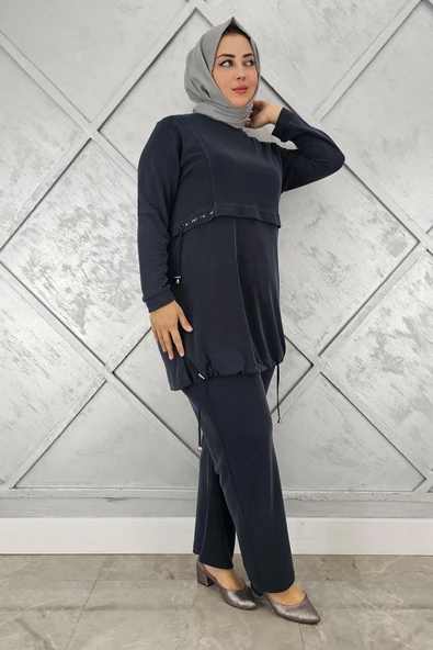 KADIN TAŞ DETALI BAĞCIKLI TESETTÜR TAKIM - Resim 4