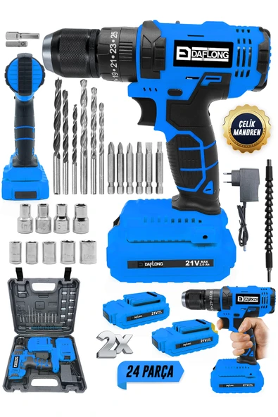 DAFLONG 21V ÇELİK SANZUMAN ÇELİK MANDREN BAKIR SARGILI AKÜLÜ VİDALAMA - Resim 2