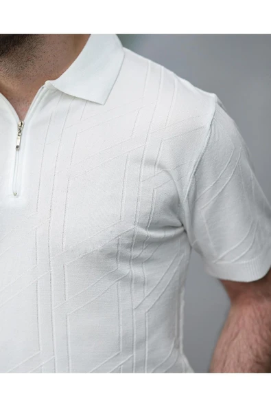 Fermuarlı Triko Tshirt - 4