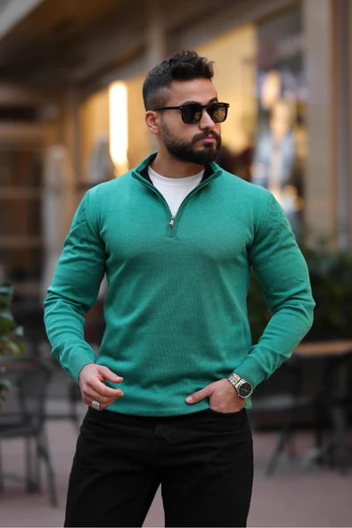 Slim Fit Fermuarlı Kazak - 9