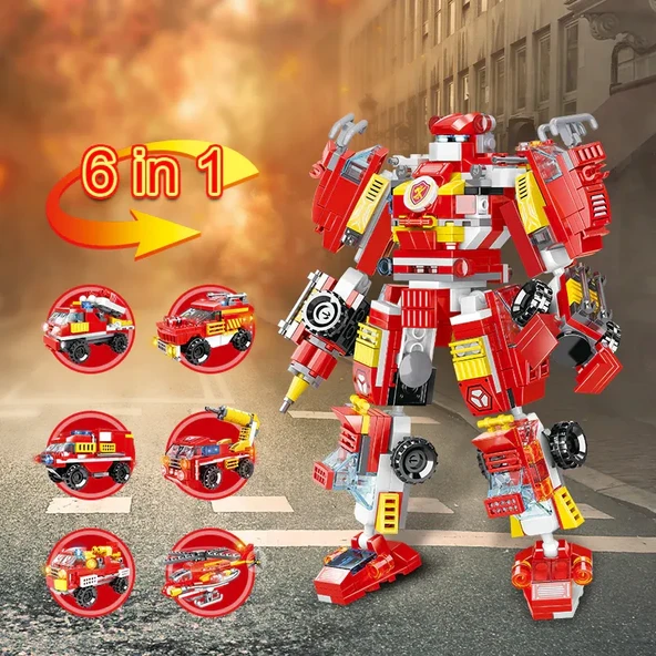 C0651Robot yangın kurtarma araba yapı taşı  oyuncak PCS:591 PARÇA - 2