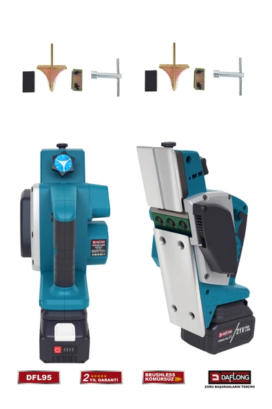 DAFLONG 21V KÖMÜRSÜZ ÇİFT BATARYA ŞARJLI PLANYA RENDELEME MAKİNASIV DFL-95