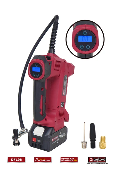 DAFLONG BRUSHLESS 21V DİJİTAL EKRAN ŞARJLI LASTİK ŞİŞİRME POMPASI DFL98 - 3