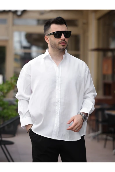 Oversize Oval Kesim Modal Gömlek - 9