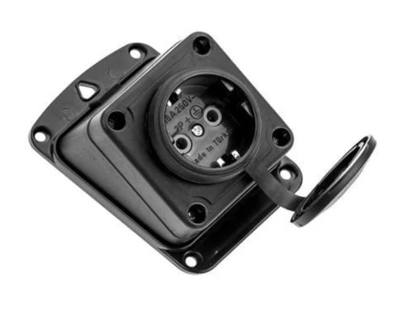 Byes 1X16A 220v Kauçuk Eğik Tekli Duvar Prizi IP44 ( 2 Adet ) - Resim 2