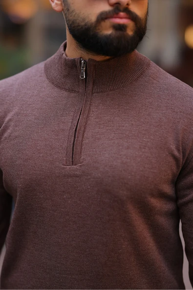 Slim Fit Fermuarlı Kazak - 8