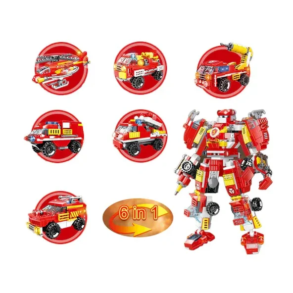 C0651Robot yangın kurtarma araba yapı taşı oyuncak PCS:591 PARÇA