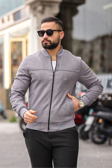 Unisex Süet Kolej Ceket - Günlük ve Spor Kombinlerin Vazgeçilmezi - Resim 5