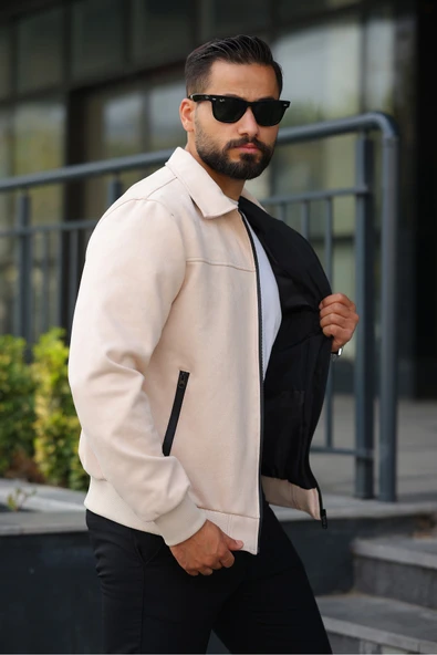 ERKEK POLO YAKALI MEVSİMLİK ASTARLI SÜET CEKET - Resim 3