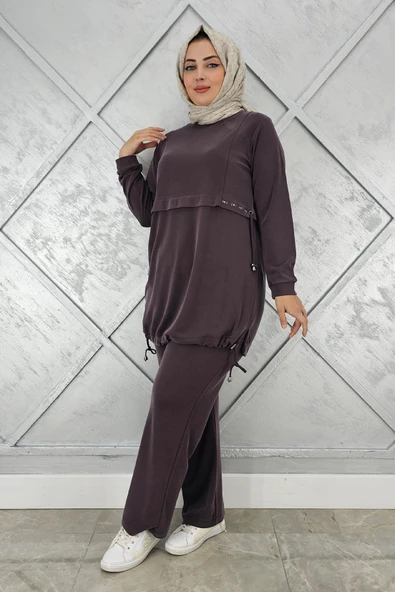 KADIN TAŞ DETALI BAĞCIKLI TESETTÜR TAKIM - Resim 3