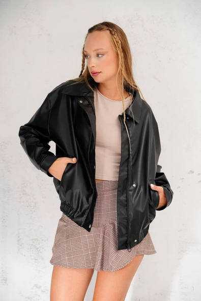 Oversize Siyah Deri Ceket - Trend Alarmı ???? - 3