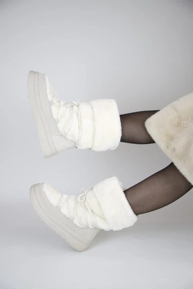 Stato Hakiki Süet Deri Kadın Bot Beyaz - Resim 4