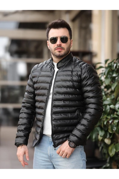 Erkek Deri Şişme Mont - 2