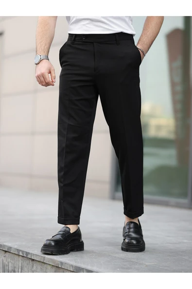 ERKEK PREMİUM DUBLE PAÇA BEL DESTEKLİ KUMAŞ PANTOLON - 12