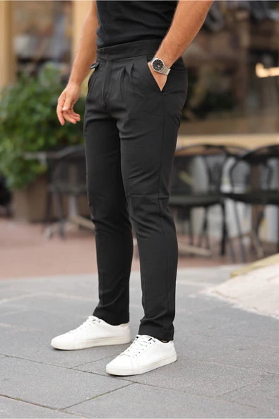 Kemer Detaylı Kuşaklı Old Money Kumaş Pantolon - 6