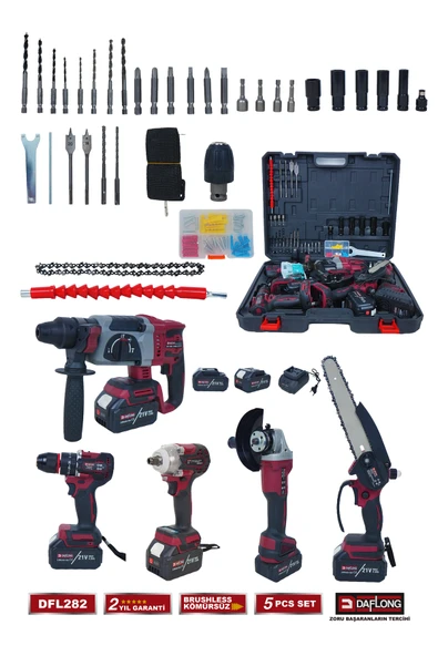 DAFLONG ULTRA 5'Lİ SET 600NM TORKLU-KIRICI DELİCİ HİLTİ-DEVİRLİ TAŞLAMA-MATKAP-DAL BUDAMA DFL-282 - 2