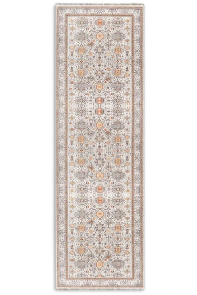 Pastel Home Eskitme bej krem turuncu şönil halı kilim yolluk yıkanabilir kaymaz taban salon mutfak koridor saçak - Resim 5