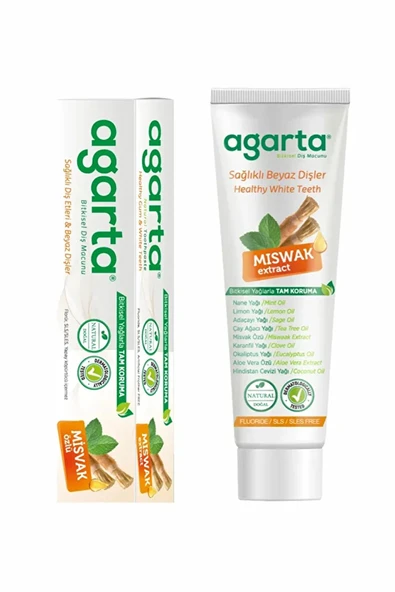Agarta Bitkisel Diş Macunu Misvak Özlü Tüp 100 ml - Resim 3