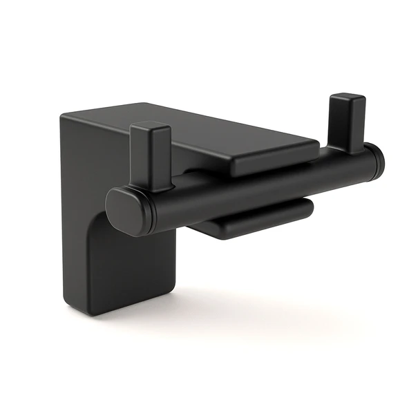 Şık Tasarım Siyah İkili Askılık Vidalı Paslanmaz Metal Duvar Askısı Banyo Mutfak Tuvalet İçin Modern - Resim 5