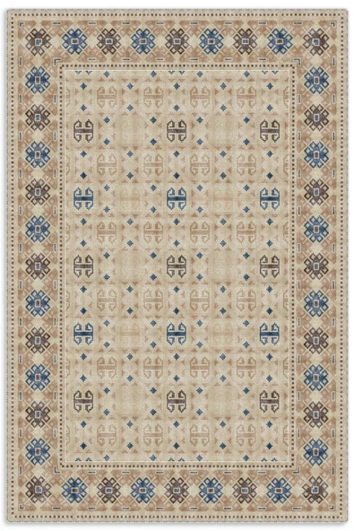 Pastel Home Etnik Bej Şönil Halı Kilim Yolluk Kaymaz Yıkanabilir Salon Mutfak Oturma Odası Koridor Yatak Odası ürün görseli 1