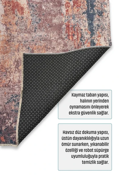 Pastel Home Tasarım Bej Şönil Halı Kilim Yolluk Kaymaz Saçaklı Yıkanabilir Salon Mutfak Koridor Yatak Odası - Resim 4