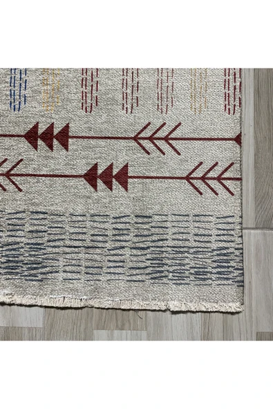 Pastel Home Bohem Tarzı Etnik Desenli Şönil Halı Kilim Yolluk Bej Renkli Çocuk Odası Oturma Odası Mutfak Kaymaz - 2