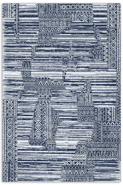 Pastel Home Kaşmir doku yumuşak kaymaz pamuk taban oturma odası salon mutfak koridor mavi lacivert halı kilim ürün görseli 1