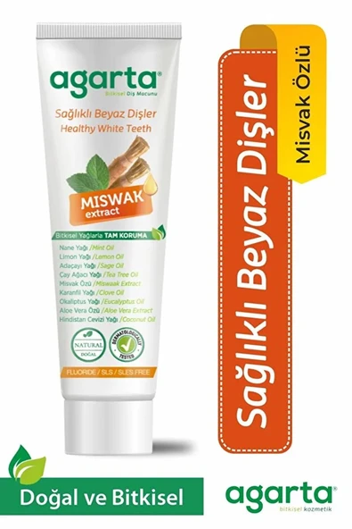 Agarta Bitkisel Diş Macunu Misvak Özlü Tüp 100 ml - Resim 2