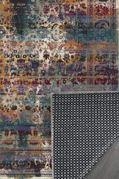 Pastel Home Kaşmir doku yumuşak kaymaz pamuk taban oturma odası salon mutfak koridor çocuk odası mor halı kilim - Resim 3