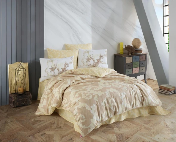 Çift Kişilik Ranforce Nev Takımı Avangarde Krem ürün görseli 1