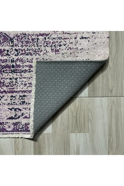 Pastel Home Etnik Desenli Yeşil Şönil Halı Kilim Yolluk Kaymaz Saçaklı Yıkanabilir Oturma Odası Mutfak Koridor - 9